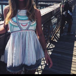 NWOT Anthro Rainbow Halter Peplum Top